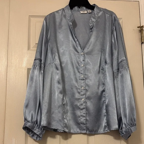 Cato Blue Checkered Blouse - Picture 1 of 4